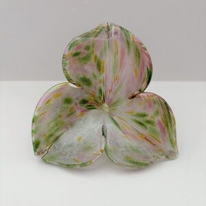 Murano Art Glass Flower 3 Petal Figurine Italian Collectible